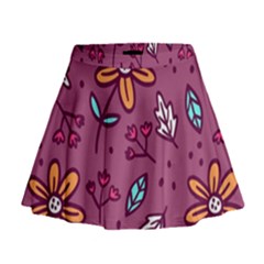 Flowers Petals Leaves Foliage Mini Flare Skirt by Maspions