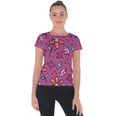 Flowers Petals Leaves Foliage Short Sleeve Sports Top 