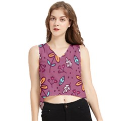 Flowers Petals Leaves Foliage V-neck Cropped Tank Top