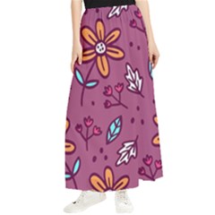 Flowers Petals Leaves Foliage Maxi Chiffon Skirt