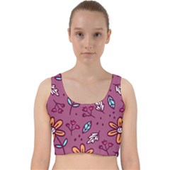 Flowers Petals Leaves Foliage Velvet Racer Back Crop Top