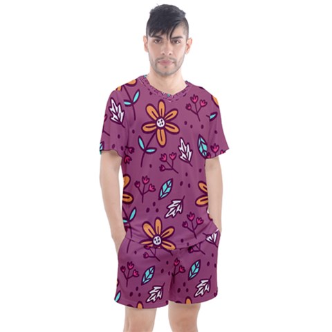 Flowers Petals Leaves Foliage Men s Mesh T-shirt And Shorts Set by Maspions