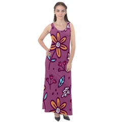 Flowers Petals Leaves Foliage Sleeveless Velour Maxi Dress by Maspions