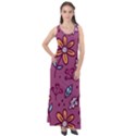 Flowers Petals Leaves Foliage Sleeveless Velour Maxi Dress View1