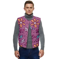 Flowers Petals Leaves Foliage Men s Button Up Puffer Vest	