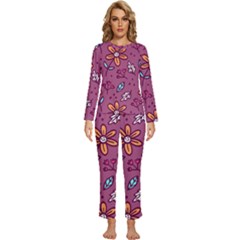 Flowers Petals Leaves Foliage Womens  Long Sleeve Lightweight Pajamas Set