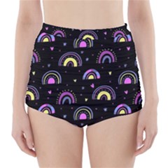 Wallpaper Pattern Rainbow High-waisted Bikini Bottoms