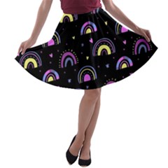 Wallpaper Pattern Rainbow A-line Skater Skirt