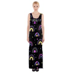 Wallpaper Pattern Rainbow Thigh Split Maxi Dress