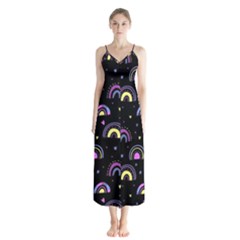 Wallpaper Pattern Rainbow Button Up Chiffon Maxi Dress