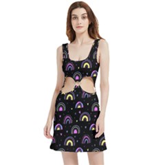 Wallpaper Pattern Rainbow Velour Cutout Dress