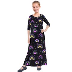 Wallpaper Pattern Rainbow Kids  Quarter Sleeve Maxi Dress