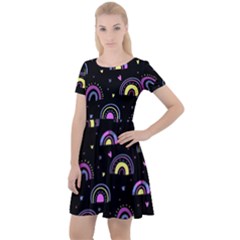 Wallpaper Pattern Rainbow Cap Sleeve Velour Dress  by Maspions