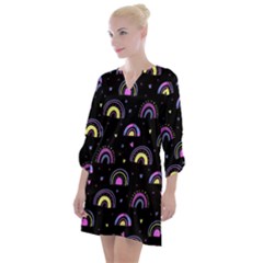 Wallpaper Pattern Rainbow Open Neck Shift Dress