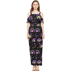 Wallpaper Pattern Rainbow Draped Sleeveless Chiffon Jumpsuit