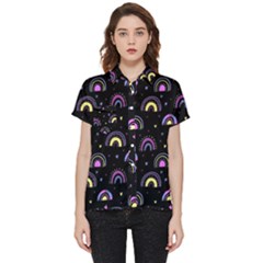 Wallpaper Pattern Rainbow Short Sleeve Pocket Shirt