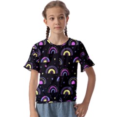 Wallpaper Pattern Rainbow Kids  Cuff Sleeve Scrunch Bottom T-shirt