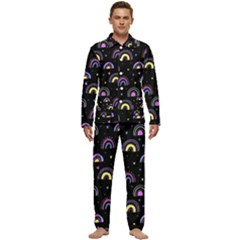 Wallpaper Pattern Rainbow Men s Long Sleeve Velvet Pocket Pajamas Set