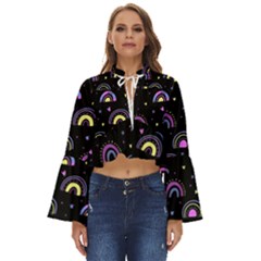 Wallpaper Pattern Rainbow Boho Long Bell Sleeve Top