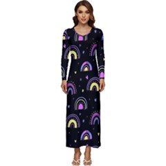 Wallpaper Pattern Rainbow Long Sleeve Longline Maxi Dress