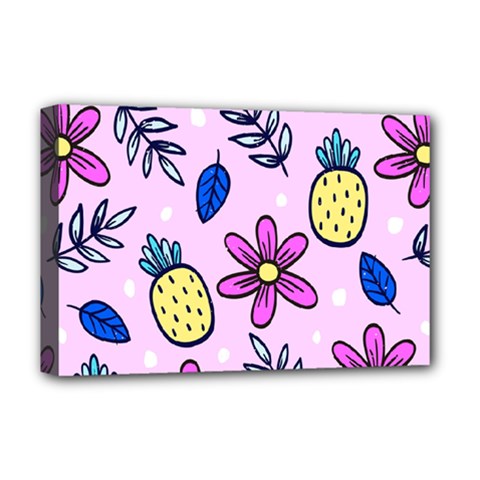 Flowers Petals Pineapples Fruit Deluxe Canvas 18  X 12  (stretched)