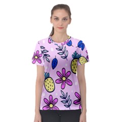 Flowers Petals Pineapples Fruit Women s Sport Mesh T-shirt