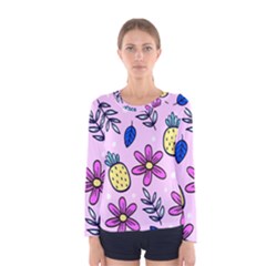 Flowers Petals Pineapples Fruit Women s Long Sleeve T-shirt