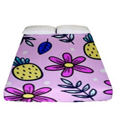 Flowers Petals Pineapples Fruit Fitted Sheet (king Size)