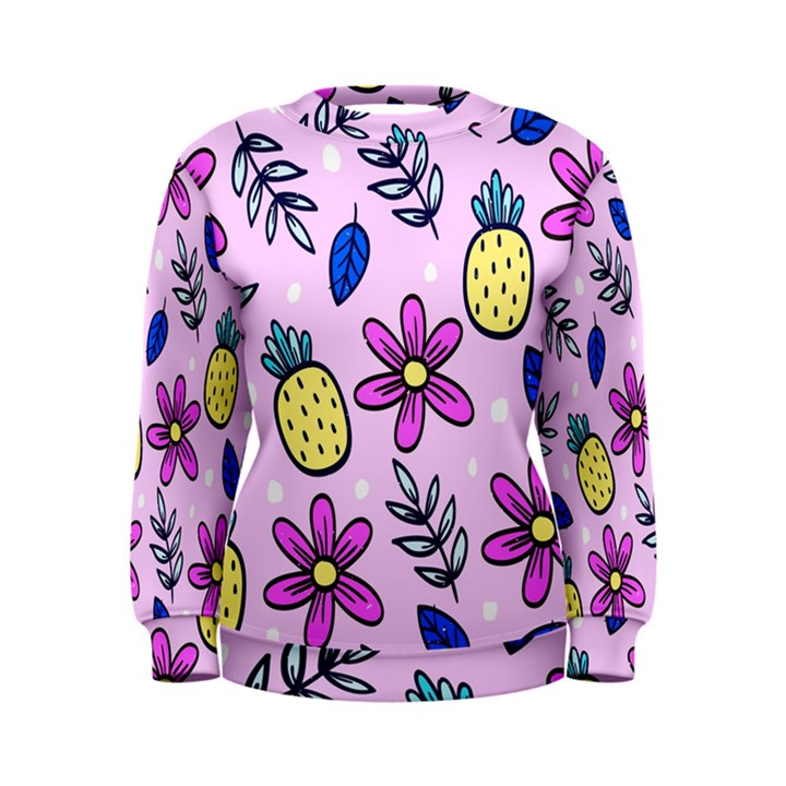 Flowers Petals Pineapples Fruit Women s Sweatshirt