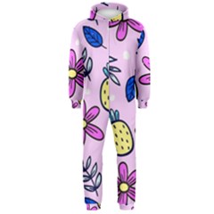 Flowers Petals Pineapples Fruit Hooded Jumpsuit (men)