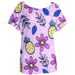 Flowers Petals Pineapples Fruit Women s Oversized T-shirt