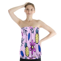 Flowers Petals Pineapples Fruit Strapless Top