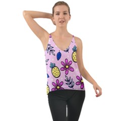 Flowers Petals Pineapples Fruit Chiffon Cami