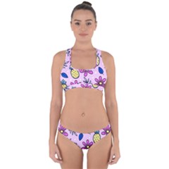 Flowers Petals Pineapples Fruit Cross Back Hipster Bikini Set by Maspions