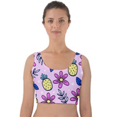 Flowers Petals Pineapples Fruit Velvet Crop Top