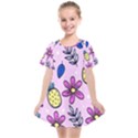 Flowers Petals Pineapples Fruit Kids  Smock Dress View1