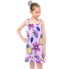 Flowers Petals Pineapples Fruit Kids  Overall Dress by Maspions