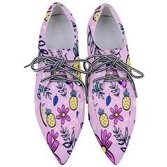 Flowers Petals Pineapples Fruit Pointed Oxford Shoes by Maspions