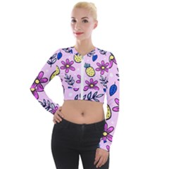 Flowers Petals Pineapples Fruit Long Sleeve Cropped Velvet Jacket