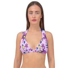 Flowers Petals Pineapples Fruit Double Strap Halter Bikini Top