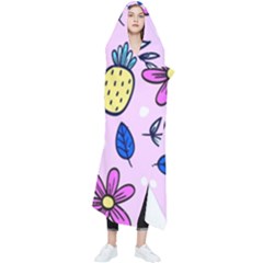 Flowers Petals Pineapples Fruit Wearable Blanket by Maspions