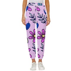 Flowers Petals Pineapples Fruit Women s Cropped Drawstring Pants by Maspions