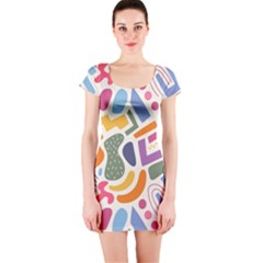 Abstract Pattern Background Short Sleeve Bodycon Dress