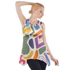 Abstract Pattern Background Side Drop Tank Tunic