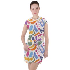 Abstract Pattern Background Drawstring Hooded Dress