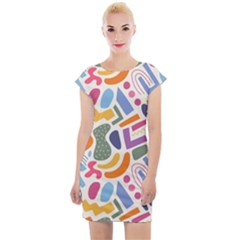 Abstract Pattern Background Cap Sleeve Bodycon Dress