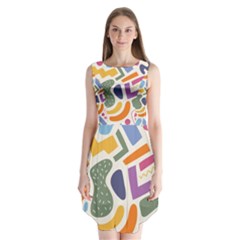 Abstract Pattern Background Sleeveless Chiffon Dress  