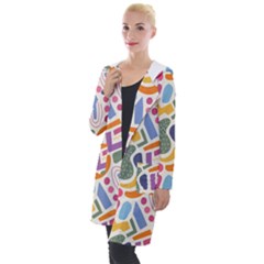 Abstract Pattern Background Hooded Pocket Cardigan