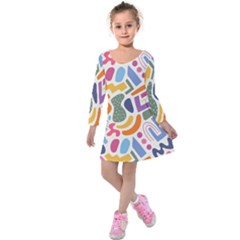 Abstract Pattern Background Kids  Long Sleeve Velvet Dress