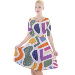 Abstract Pattern Background Quarter Sleeve A-line Dress